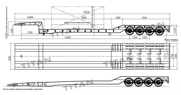 Drawing of 4 Axle Folding Gooseneck Trailer