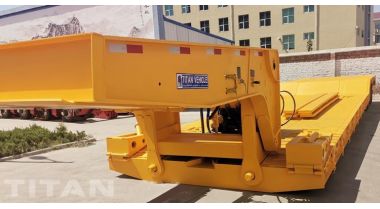 3 Axle 6 Line 100 Ton Front Load Lowbed Trailer will be sent to Angola