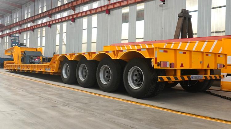 Congratulations to Panama customer's 4 axle 120 ton detachable gooseneck low bed trailer passed all tests and will be sent to Panama soon.  The trailer will undergo a professional load test before delivery. Wax will be sprayed later, and the vehicle will be packed with a rain cloth after the wax is sprayed, which can prevent the seawater from impacting and corroding the vehicle during sea transportation.  The products produced by TITAN will choose better quality components and materials as much as possible. And after a long period of research, the standardization of semi-trailers has been formed. TITAN refuses to produce low-quality goods, which is also responsible to consumers.