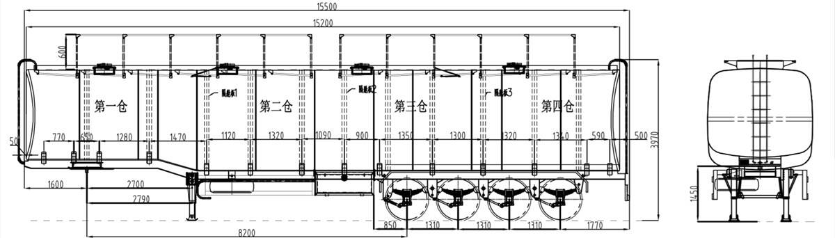 Drawing of 90000L Oil Tanker Trailer