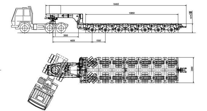 Drawing of self propelled modular transporter for sale