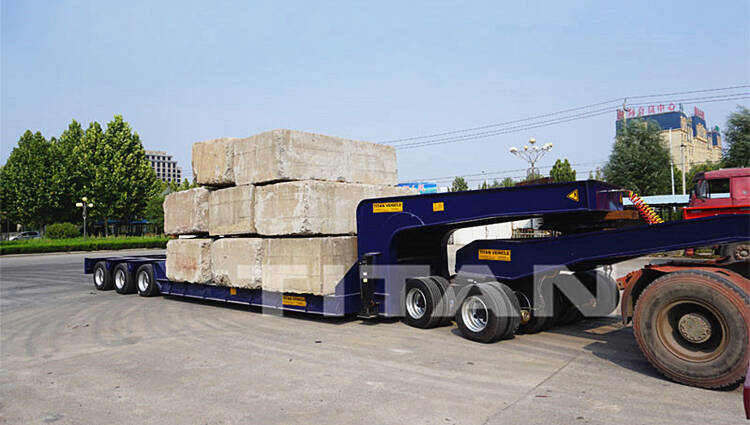3 lines 6 axles low bed truck trailer loading test