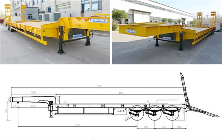 Tri Axle 40Ft Low Bed Semi Trailer for Sale