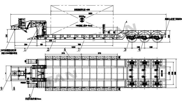 3 Axle 50 Ton Detachable Gooseneck Lowboy Semi Trailer for Sale in Nigeria