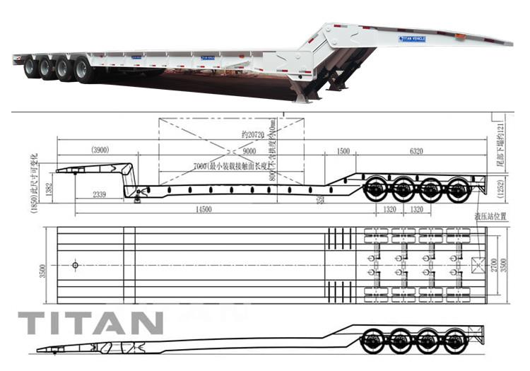 4 Axle Folding Gooseneck Trailer for Sale | Folding Neck Lowboy for Sale