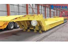 Folding gooseneck lowboy trailer in factory